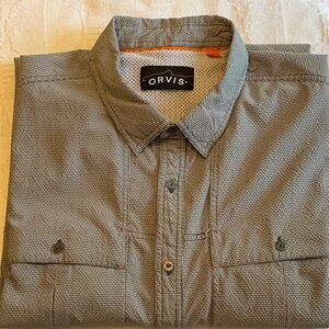 Orvis Trout Bum Mens Blue Seersucker Vented Fishing Casual Shirt